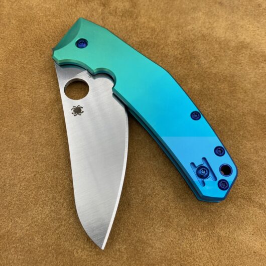 Spyderco C211TIP SpydieChef ~ Marcin Slysz Plain Edge Knife LC200N Steel Custom (Blue to Teal fade - Beadblast)