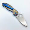 (Spyderco) Para 3 C223GP Bronze FloEvo Titanium Scales - 28 volt blue Ti screws & Fat lanyard plus Bronze Ti 3d milled clip - Image 5