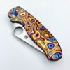 (Spyderco) Para 3 C223GP Bronze FloEvo Titanium Scales - 28 volt blue Ti screws & Fat lanyard plus Bronze Ti 3d milled clip