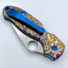 (Spyderco) Para 3 C223GP Bronze FloEvo Titanium Scales - 28 volt blue Ti screws & Fat lanyard plus Bronze Ti 3d milled clip - Image 4