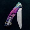 Zero Tolerance ZT 0452CF Plain Edge Folder BWL D-fade Flomascus Ano custom zt452cf w/Blue Ti screws - Image 7