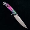 Zero Tolerance ZT 0452CF Plain Edge Folder BWL D-fade Flomascus Ano custom zt452cf w/Blue Ti screws - Image 6