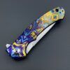 Zero Tolerance ZT 0450 Plain Edge Folder Fall Paisley Ano pattern zt450 w/blue titanium screws