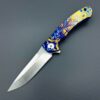 Zero Tolerance ZT 0450 Plain Edge Folder Fall Paisley Ano pattern zt450 w/blue titanium screws - Image 3