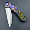 Zero Tolerance ZT 0450 Plain Edge Folder Fall Paisley Ano pattern zt450 w/blue titanium screws - Image 2