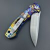 Zero Tolerance ZT 0450 Plain Edge Folder Fall Paisley Ano pattern zt450 w/blue titanium screws - Image 5