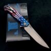 Zero Tolerance ZT 0452CF Plain Edge Folder BWL USA Starburst Ano custom zt452cf w/Blue Ti screws - Image 6
