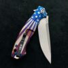 Zero Tolerance ZT 0452CF Plain Edge Folder BWL USA Starburst Ano custom zt452cf w/Blue Ti screws