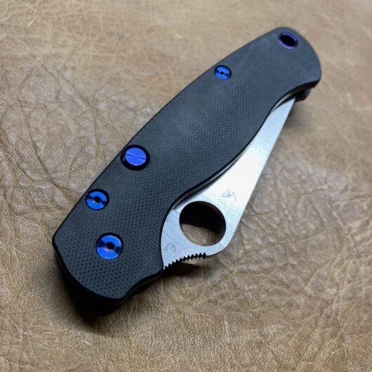 PM2 Ultra - Black G10 Scales &  Blue Hardware w/Custom Lynch Blue Titanium clip