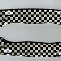 Bugout scales in black and gray/silver pattern + 1 stock grey BM deep carry titanium clip